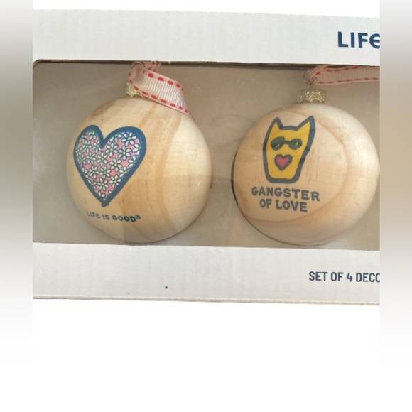 Life is Good Gangster of Love Set of 4 Wooden Ornaments. - Picture 3 of 6